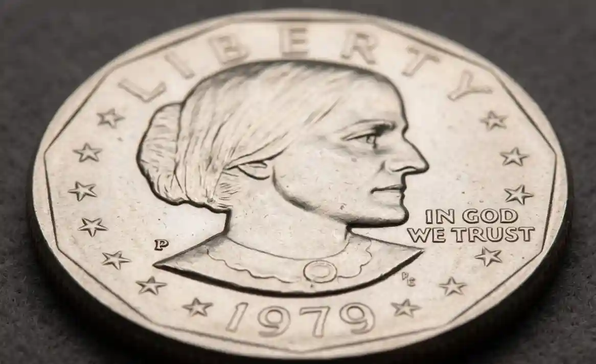 Macro shot of 1979 Susan B Anthony dollar