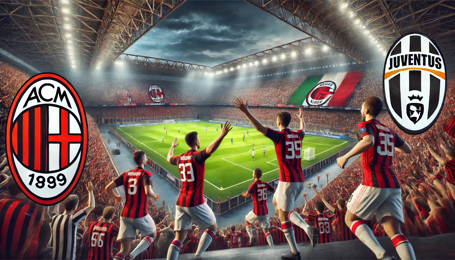 AC Milan players celebrating a goal against Juventus